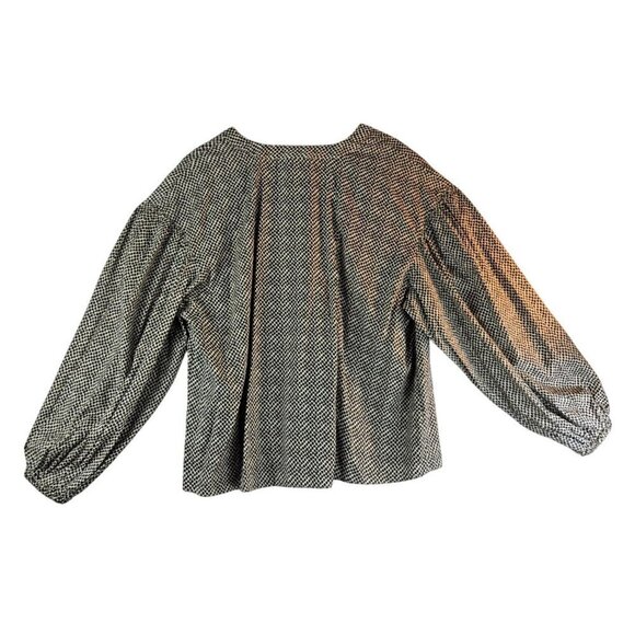 Longsleeve Blouson Sleeve Peasant Blouse 1X Worthington Drawstring Cheetah Print - Picture 10 of 13